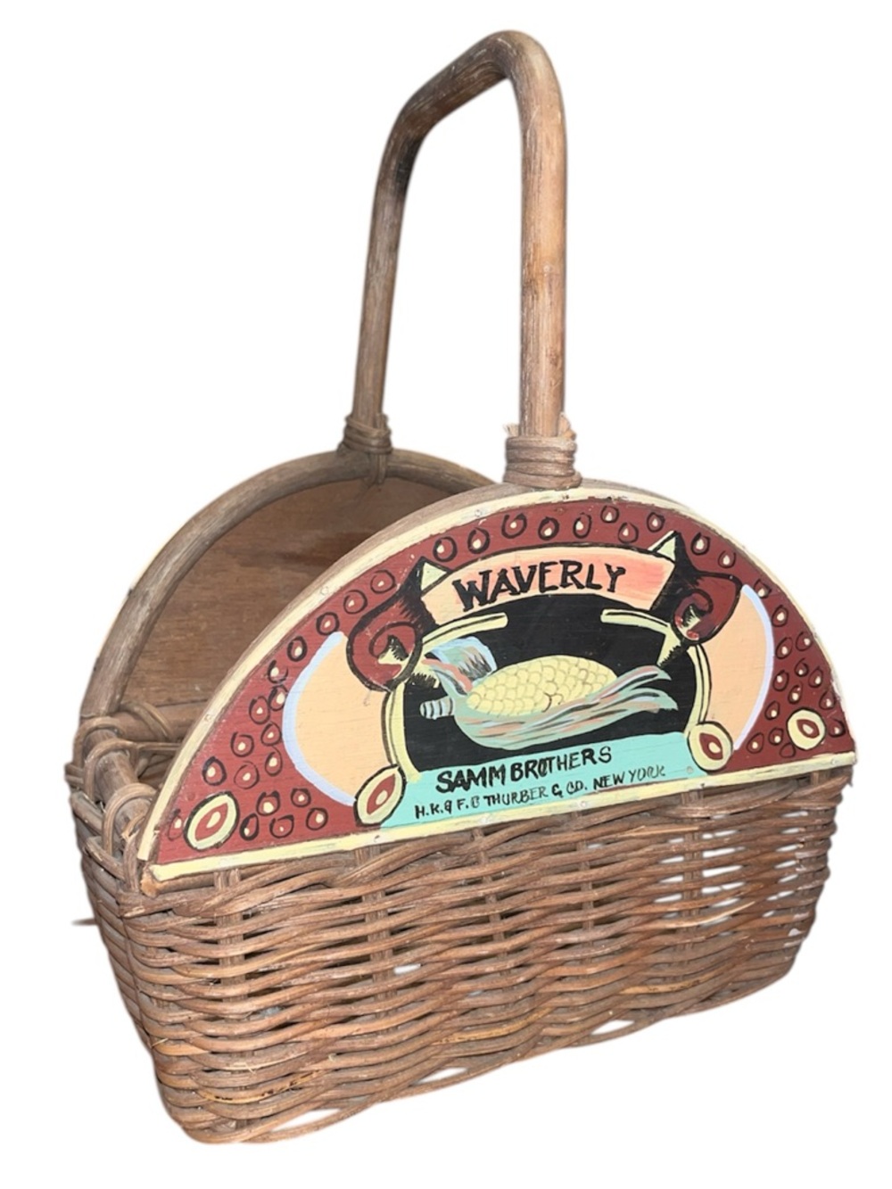 Vintage Waverly Corn Handmade Basket with‎ Samm Brothers Label